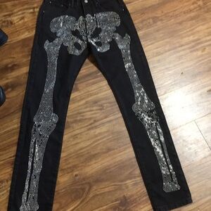 MNMI Black Skeleton Studded Jeans